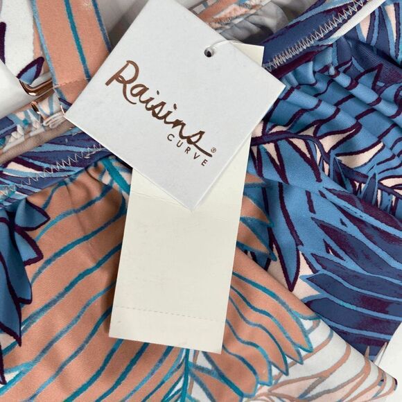 Raisins Curve Swimsuit Top Tropical Floral Tortuga Flounce Women's Size 14W NWT - Picture 5 of 7